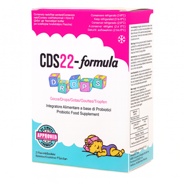 CDS22-formula Drops packaging with colorful design and text on a white background