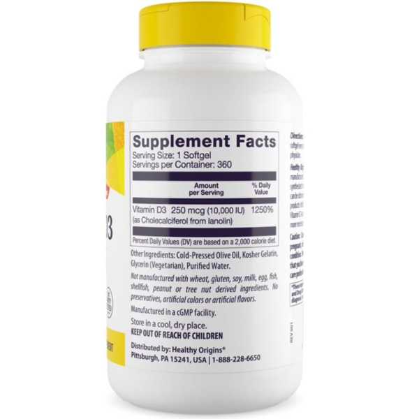 Healthy Origins Vitamin D3 10,000 IU - 360 Softgels