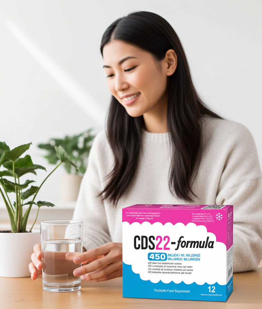 Woman drinking CDS22 Sachets in Probiotic.co.uk